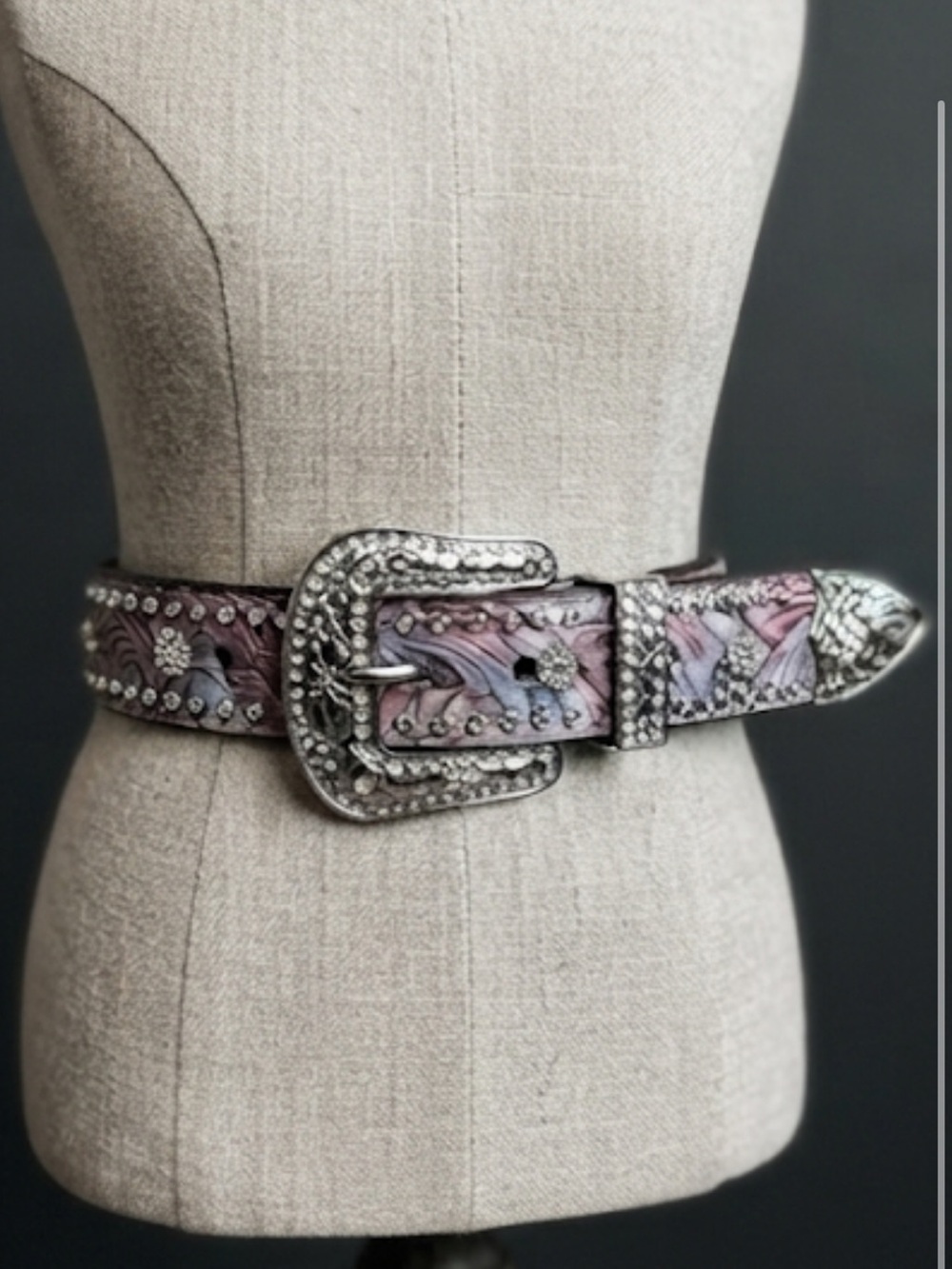 Angel Ranch Girl’s Embossed Pink Floral Western Belt with Silver Buckle